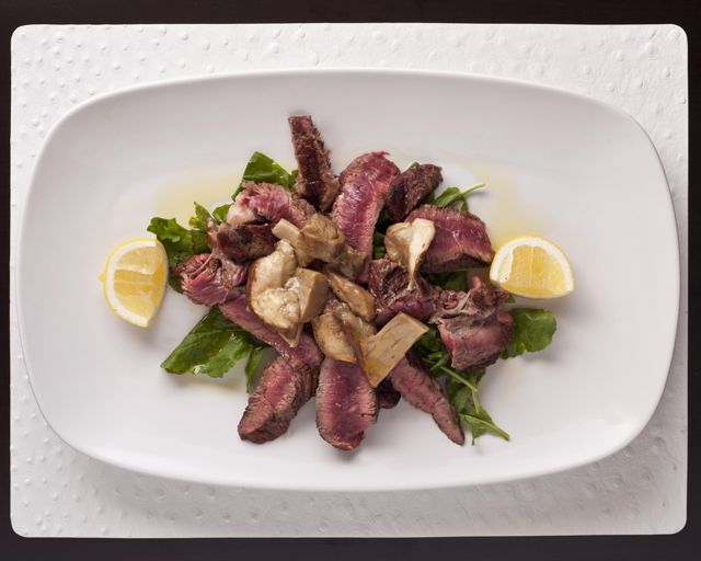 нарезанная говядина с грибами